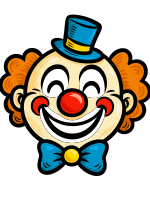 Clownsgesicht in Comic-Art